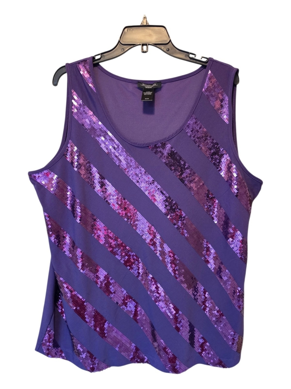 Stunning Purple Sequin Diagonal Stripe Tank Top Size 3X